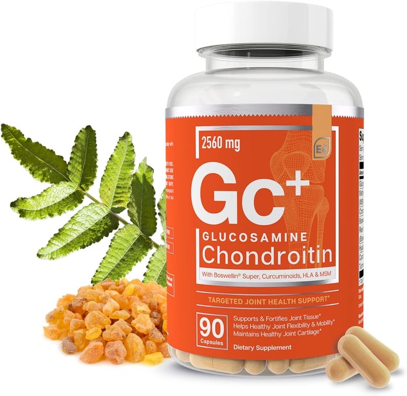 Essential Elements Glucosamine Chondroitin MSM Boswellia Serrata Hyaluronic Acid Supplement Joint Support Antioxidant Supplement for Flexibility  90 Capsules - Image 1