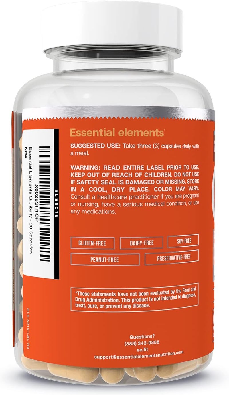 Essential Elements Glucosamine Chondroitin MSM Boswellia Serrata Hyaluronic Acid Supplement Joint Support Antioxidant Supplement for Flexibility  90 Capsules - Image 3