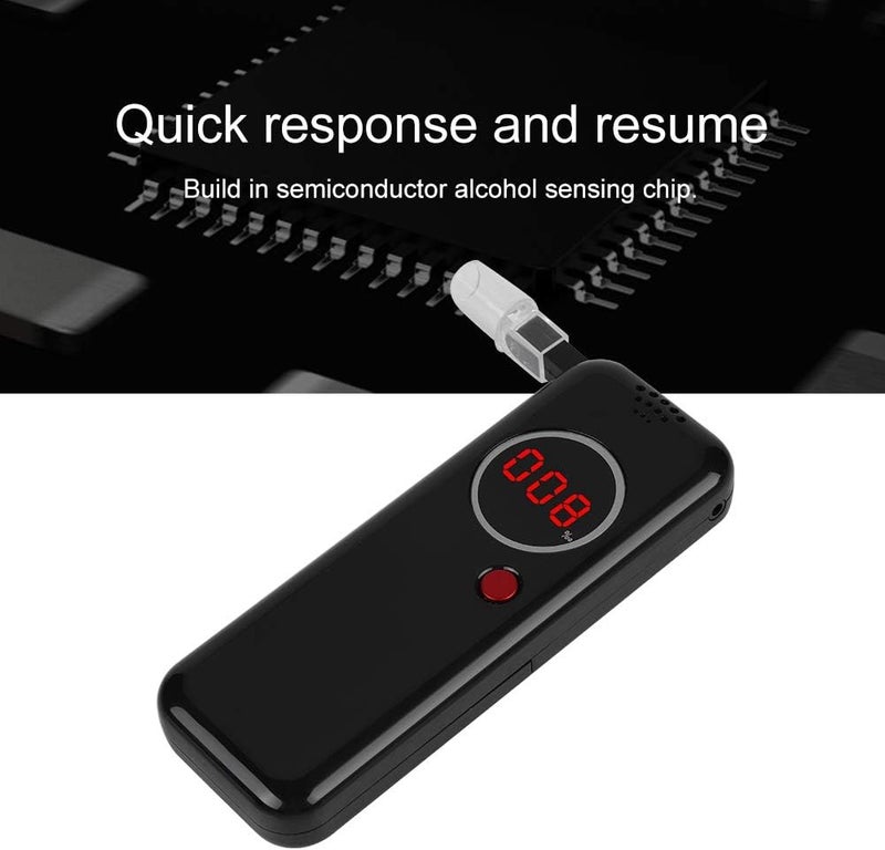 klarako Alcohol Tester, Portable Digital Breath Analyzer, Professional Alcohol Breath Detector with Digital Red LCD Display+Extra 6 Pcs Mouthpieces(Black) - Image 4