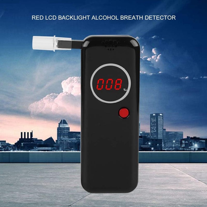 klarako Alcohol Tester, Portable Digital Breath Analyzer, Professional Alcohol Breath Detector with Digital Red LCD Display+Extra 6 Pcs Mouthpieces(Black) - Image 3