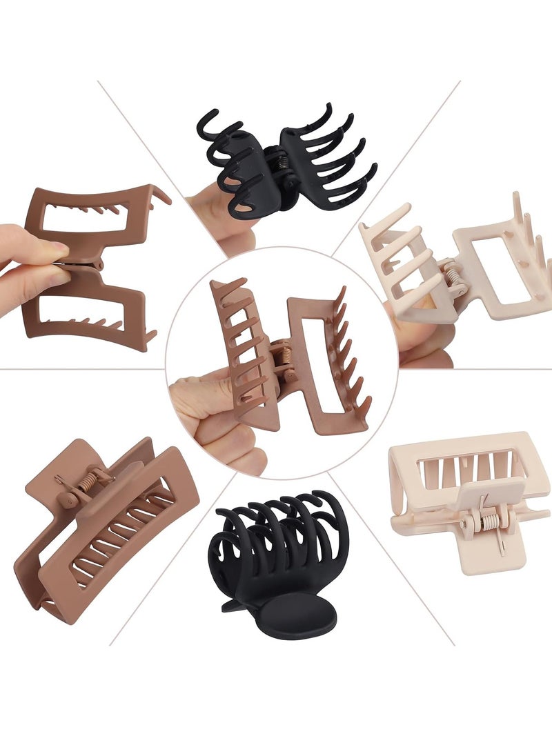 C Medium Claw Hair Clips Set for Women - 3 Styles, 9 pcs Rectangle Clips for Thick Hair, Square Clips for Thin Hair - Brown  - Image 3