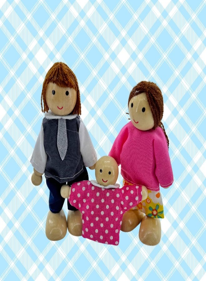 HYSTYLE 12 Pieces Wooden Dollhouse Family Set with Dog Cat Mini People Figures Dollhouse Dolls Wooden Doll Family Pretend Play Figures Accessories for Pretend Dollhouse(Style 2) - Image 5