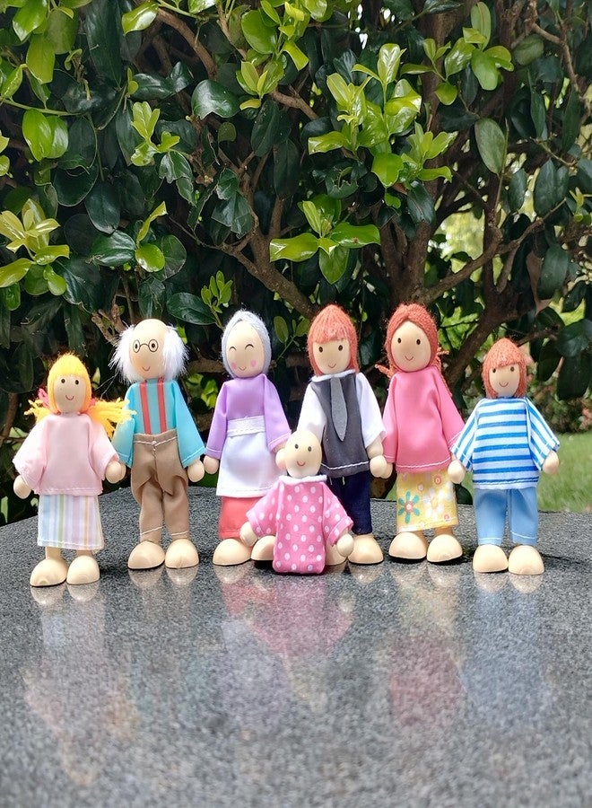 HYSTYLE 12 Pieces Wooden Dollhouse Family Set with Dog Cat Mini People Figures Dollhouse Dolls Wooden Doll Family Pretend Play Figures Accessories for Pretend Dollhouse(Style 2) - Image 2
