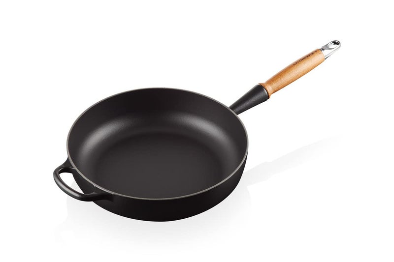 Le Creuset Signature Cast Iron Saute Pan With Wooden Handle 28cm Matte Black 20259280000422