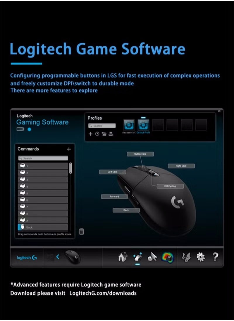 Generic - G304 Lightspeed Wireless Gaming Mouse Black - Image 1