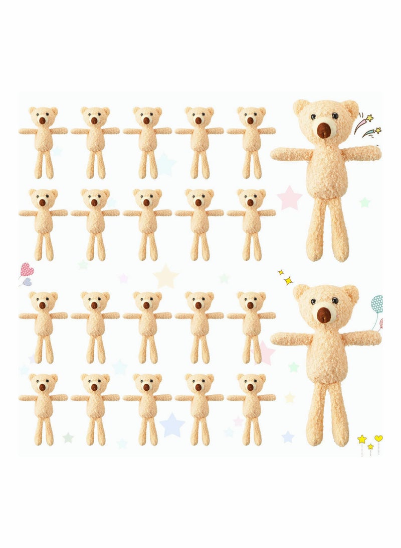 20 Mini Plush Bear Toys 8 Inch Cute Stuffed Animals for Party Favors Birthdays Weddings Valentines Day Crafts Beige Color - Image 1