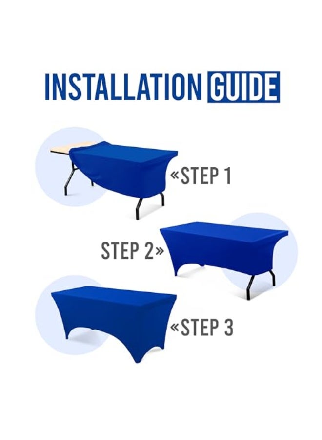 Utopia Kitchen 6FT Spandex Tablecloth [1 Pack, Royal Blue] 200 GSM Stretch, Fitted, Washable and Wrinkle Resistant Table Cloth Rectangle Cover for Trade Shows, Wedding, Parties [72Lx30Wx30H Inch] - Image 3