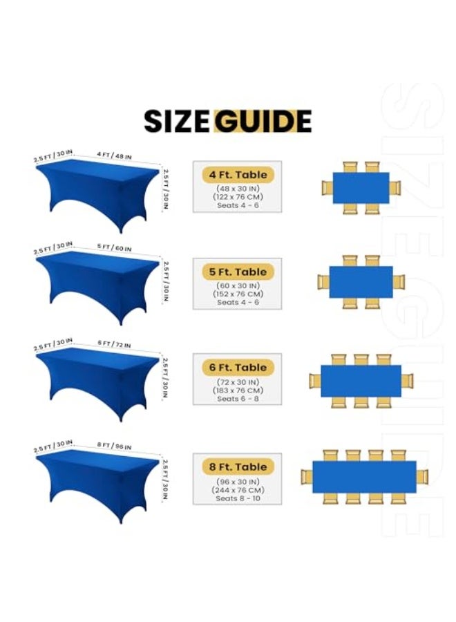 Utopia Kitchen 6FT Spandex Tablecloth [1 Pack, Royal Blue] 200 GSM Stretch, Fitted, Washable and Wrinkle Resistant Table Cloth Rectangle Cover for Trade Shows, Wedding, Parties [72Lx30Wx30H Inch] - Image 2