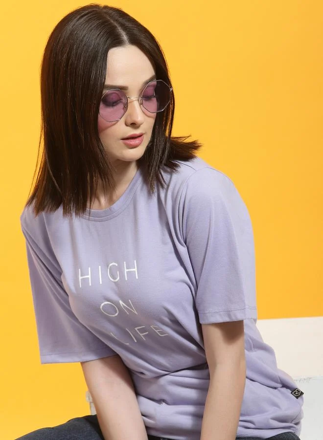 تايك تو تيشيرت بنفسجي قصة واسعة بأكمام قصيرة