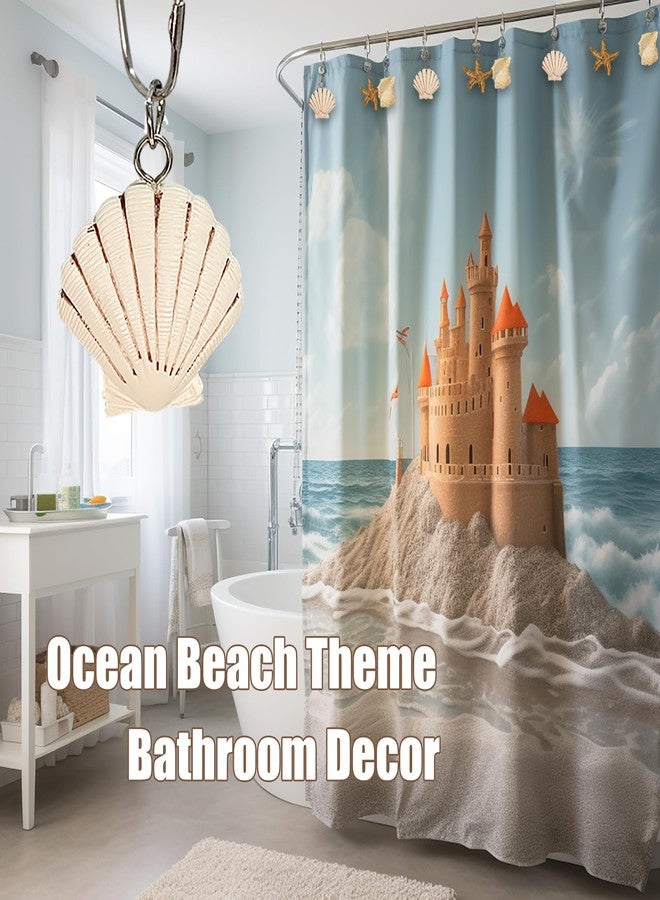Xinhw Beach Shower Curtain Hooks, Starfish Seashell Shower Curtain Hooks Decorative Cute Ocean Nautical Theme Shower Curtain Rings Coastal Bathroom Decor - Image 3