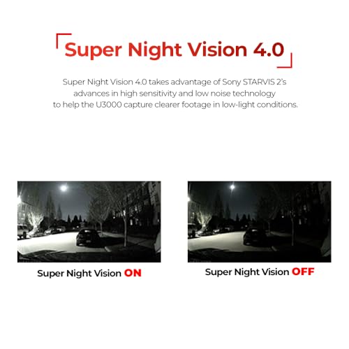 THINKWARE كاميرا داش مزدوجة 4K من ثينكوير، U3000 أمامية وخلفية مع سوني ستارفيش 2، وضع رادار لركن السيارة، رؤية ليلية فائقة 4.0، واي فاي، نظام تحديد المواقع - Image 3