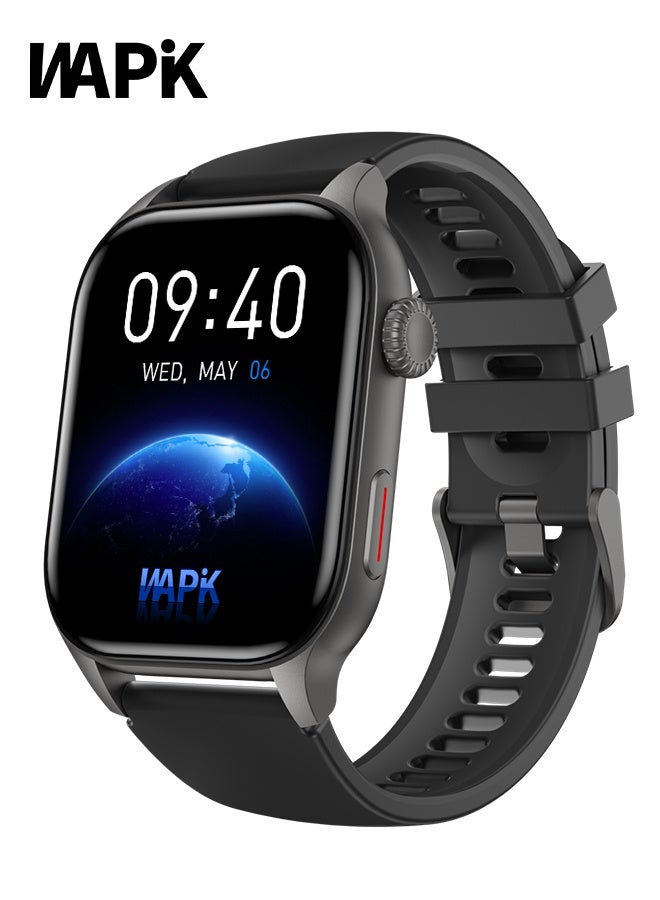 WAPIK Korean Brand Z8 Smart Watch,Business Smartwatch,Waterproof Fitness Watch, Bluetooth Calling,Smart watch for Men, Zinc Alloy Vacuum Plating, Heart Rate Monitoring,Smart watch for women Black