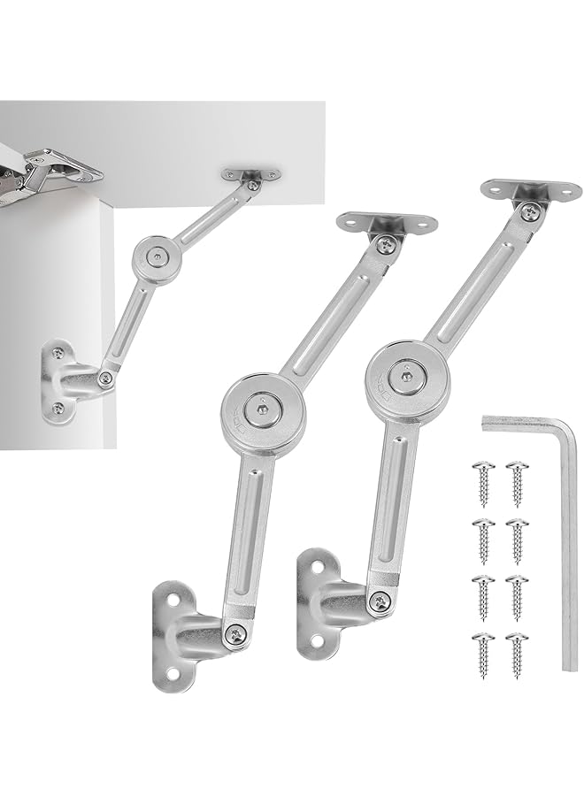 S-TOP 2 Pack Lid Support Hinges Heavy Duty Lid Stay Hinge – 110° Open Angle, Free Stop, Tension Adjustable, Supports Up to 50LBS for Upper Cabinets & RV Cabinets. - Image 1