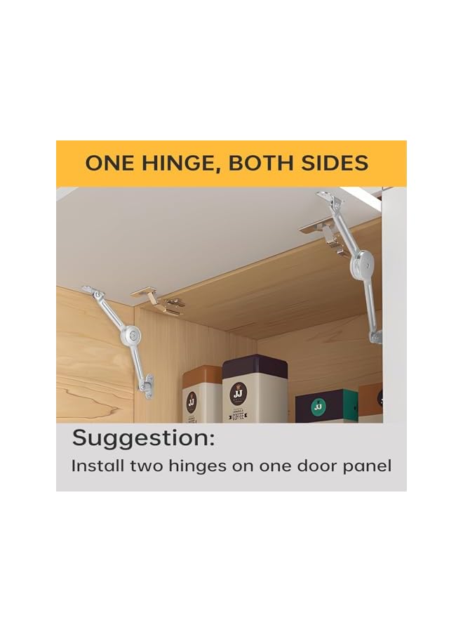 S-TOP 2 Pack Lid Support Hinges Heavy Duty Lid Stay Hinge – 110° Open Angle, Free Stop, Tension Adjustable, Supports Up to 50LBS for Upper Cabinets & RV Cabinets. - Image 2