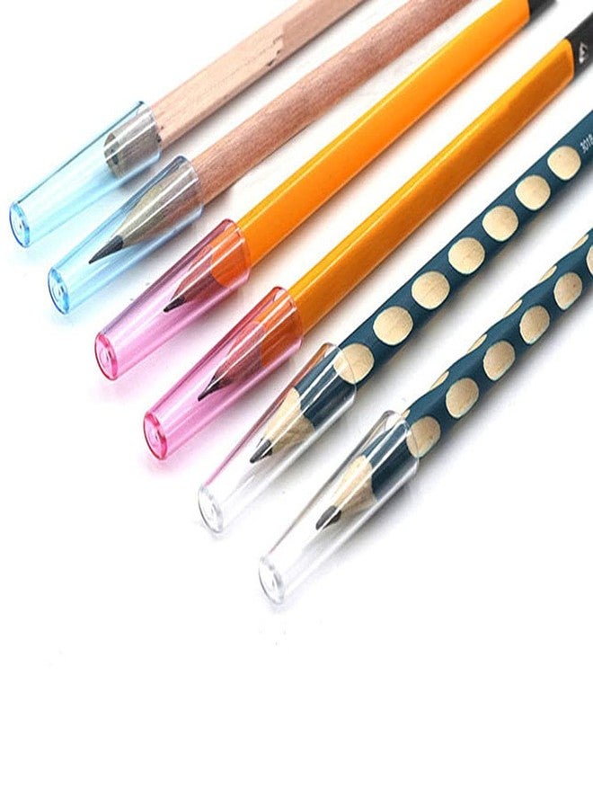 luzen 15Pcs Plastic Pencil Cap Pencil Tip Protector Cover Pencil Extender Holder Stationery Accessories for Student School Office Supplies, 3 Colors - Image 1