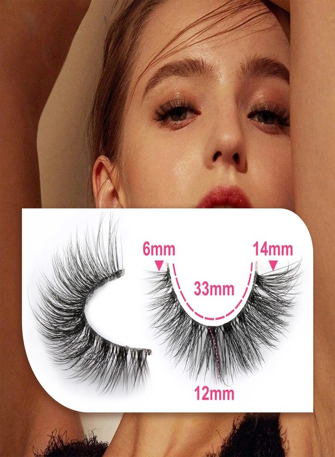 JIMIRE Lashes with Clear Band Demi-Wispies Fluffy Faux Mink Eyelashes Wispy Cat-Eye False Eyelashes Natural Look 7 Pairs Pack - Image 3