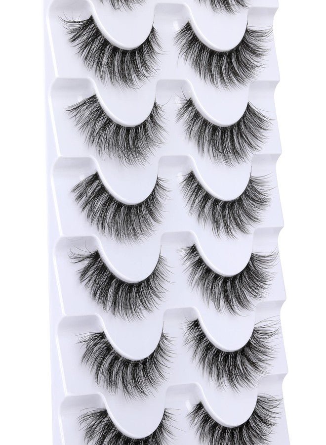 JIMIRE Lashes with Clear Band Demi-Wispies Fluffy Faux Mink Eyelashes Wispy Cat-Eye False Eyelashes Natural Look 7 Pairs Pack - Image 5