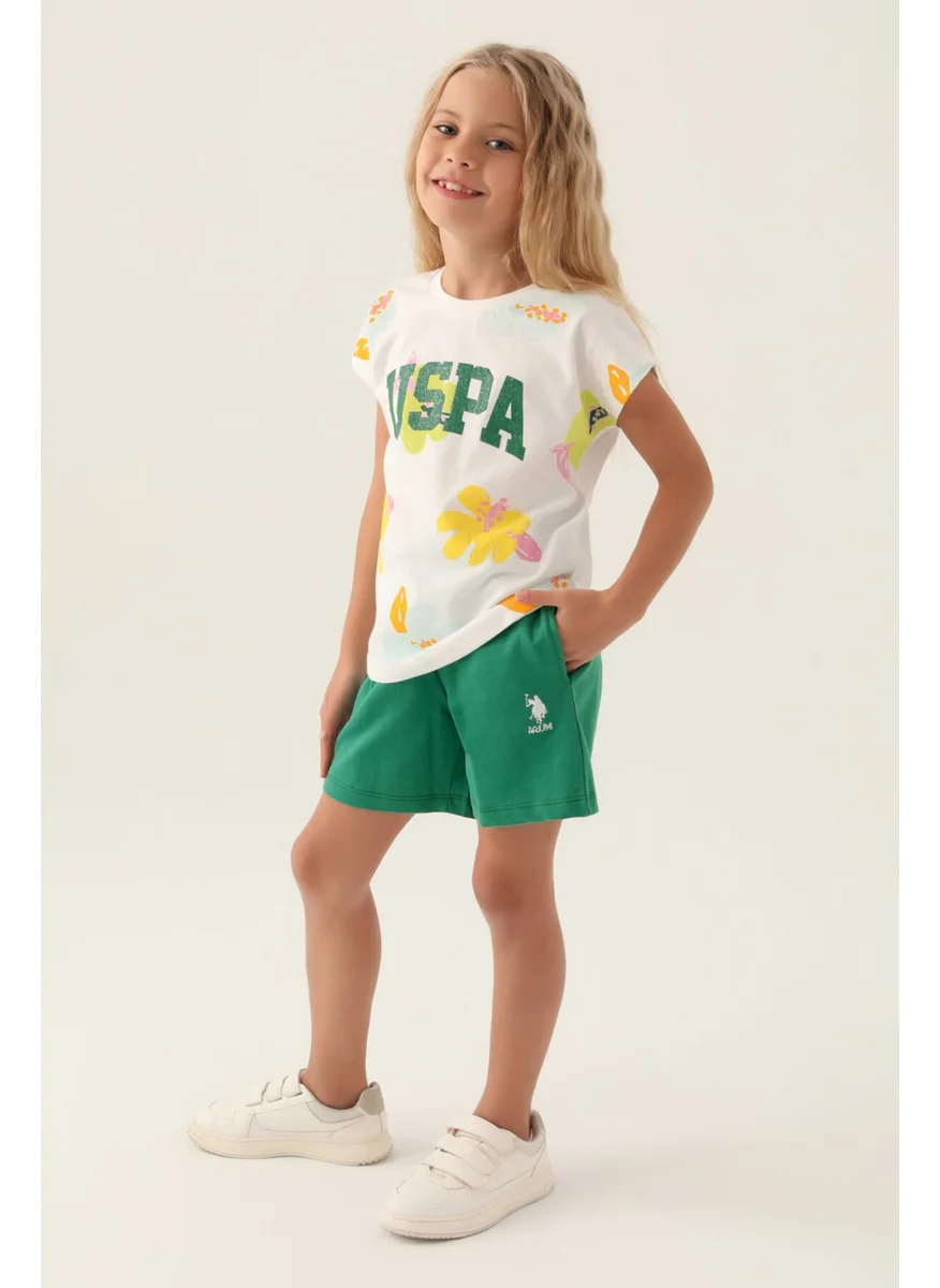 U.S. Polo Assn. Base. Polo Assn Licensed Leaf Cream Girls Shorts Set