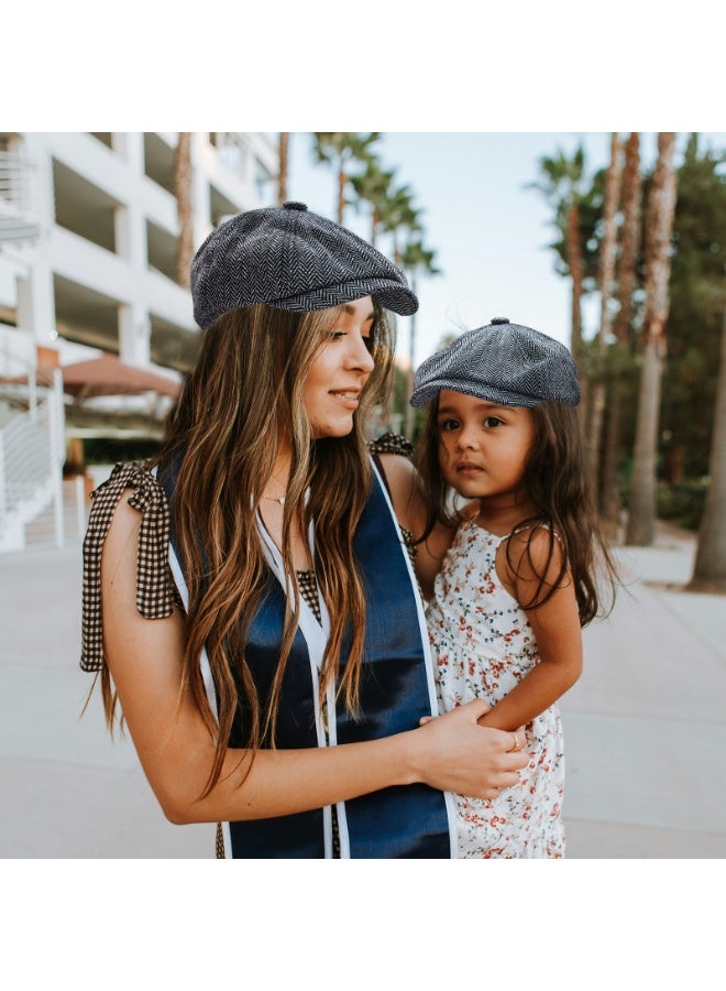 Unisex Parent-Child Beret Cap Tweed Flat Cap Octagonal Newsboy Gatsby Peaked Cap - Image 3