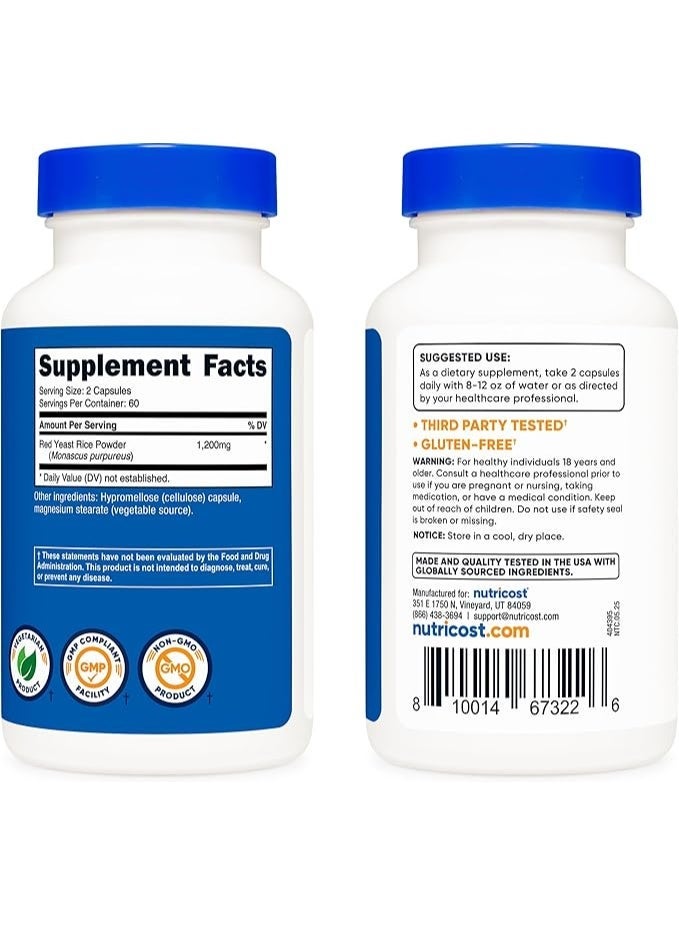 نوتريكوست، أرز الخميرة الحمراء، 120 كبسولة (600 ملغ لكل كبسولة) - Image 5