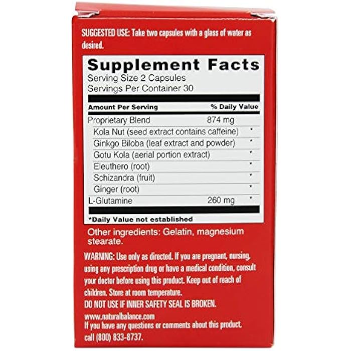 Natural Balance Brain Pep | Brain Function Supplement with Ginkgo Biloba, Kola Nut | Helps Support Improved Memory, Focus & Mental Clarity | 60 Capsules - Image 3
