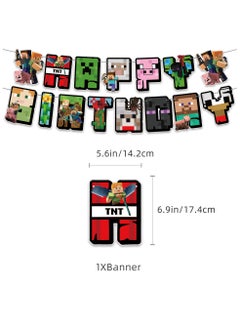 MINECRAFT Birthday Party Balloon Decoration ,Happy Birthday Banner,Cake Topper,Baby Shower Birthday Bachelorette Party Backdrop  - Image 2