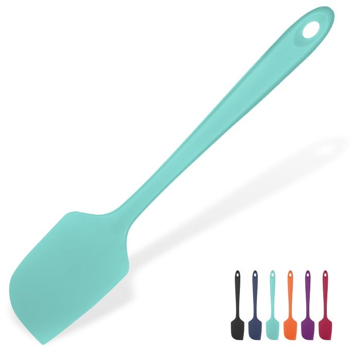 HEAT RESISTANT SILICONE LARGE SPATULA 600F HIGH HEAT FLEXIBLE 1138IN SILICON MIXING STIRRING COOKING SCRAPING BAKING BOWL SCRAPER SEAMLESS SPREADER FOR KITCHEN NONSTICK COOKWARE AQUA SKY