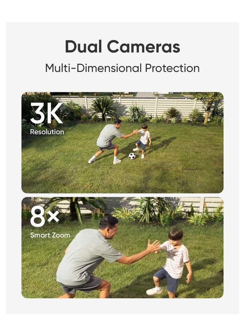 eufy - eufy Security Floodlight Camera E340 Dual Cameras Wired Outdoor Security Camera, 3K Resolution, 360° Pan & Tilt, 24/7 Recording, Dual-Band Wi-Fi, 2,000 Lumens, HomeBase 3 Compatible, No Monthly Fee - Image 1