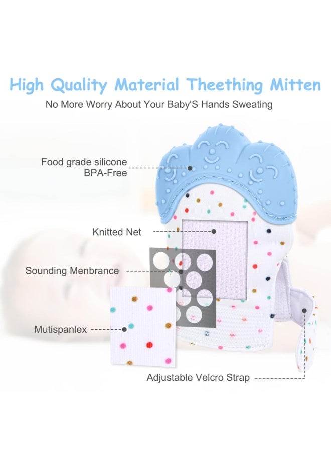 Silicone Teething Mitt, Soothing Infant Teething Mitten Pain Relief, Prevent Scratches Glove, Safe Silicone Teething Toys for 0-12 Months - Image 2
