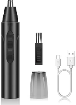 Linkidea Linkidea Mens Electric Ear and Nose Hair Trimmer 360 Rounded Blade for Clean Hair Removal Without Damaging The Skin USB Portable Charging Interface Black 