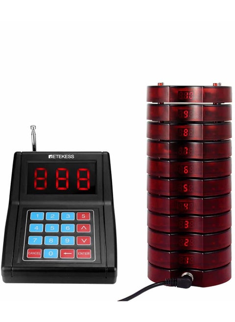 Pager a wireless pager for customers in restaurants and cafes from Retekess, 10 devices + 1 keyboard + 1 charging base