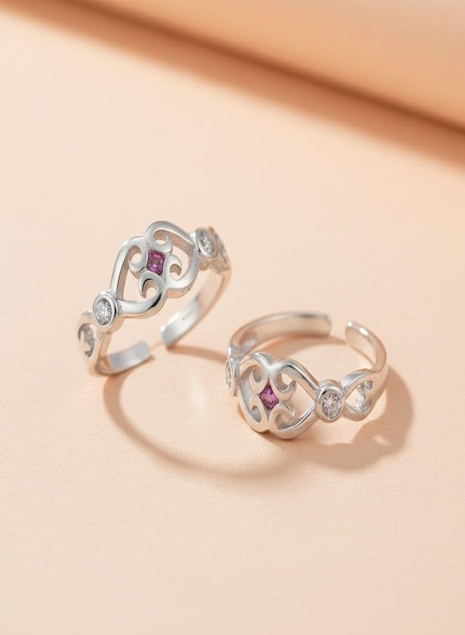 Parnika (Formerly MJ 925 CZ Embellished Contemporary Design Silver Toe Rings In Pure 92.5 Sterling Silver For Women | Chandi Bichiya Bichhiya | With Certificate Of Authenticity - Image 4