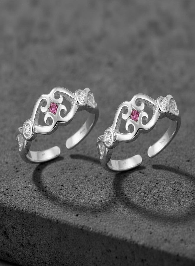 Parnika (Formerly MJ 925 CZ Embellished Contemporary Design Silver Toe Rings In Pure 92.5 Sterling Silver For Women | Chandi Bichiya Bichhiya | With Certificate Of Authenticity - Image 3