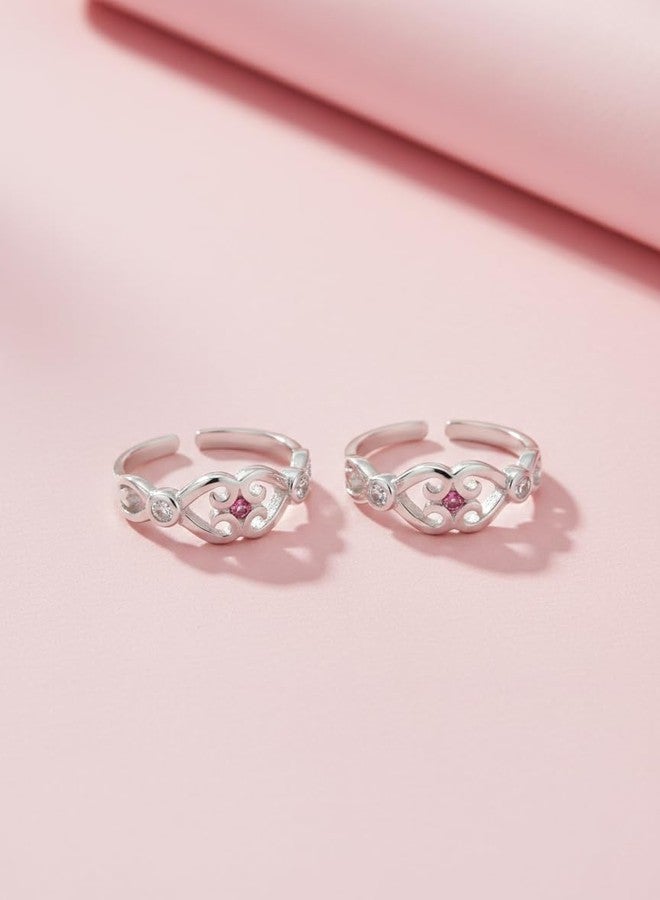 Parnika (Formerly MJ 925 CZ Embellished Contemporary Design Silver Toe Rings In Pure 92.5 Sterling Silver For Women | Chandi Bichiya Bichhiya | With Certificate Of Authenticity - Image 2