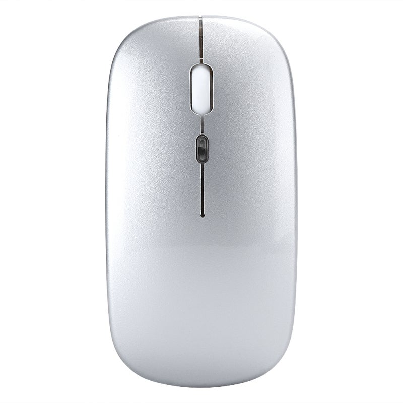 Wireless Mouse: Silver Slim Design, 2.4G Wireless Transmission 10M Range - 3-Speed 1600 DPI Adjustment, Quiet Rechargeable Mouse for Office Gaming Use - Image 3