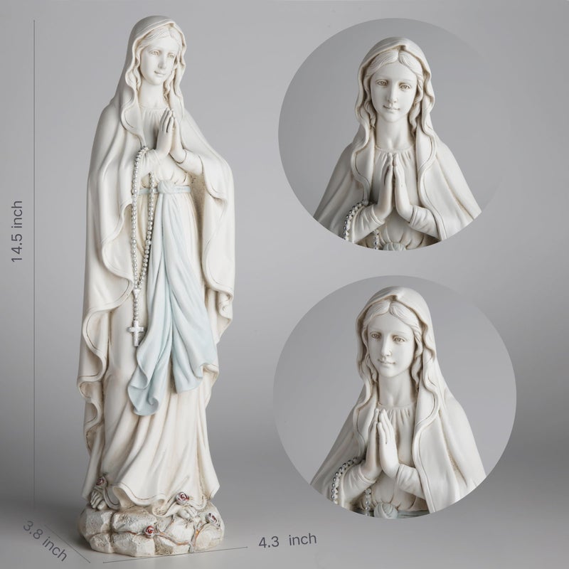 BC BUILDCLASSIC BC Catholic Our Lady of Lourdes Statue, Blessed Virgin Mary Figure, Holy Mother Mary DÃ©cor for Indoor Home or Outdoor Yard Patio Lawn Hallway Religious Gift 14.5" H, Handmade by Buildclassic - Image 4