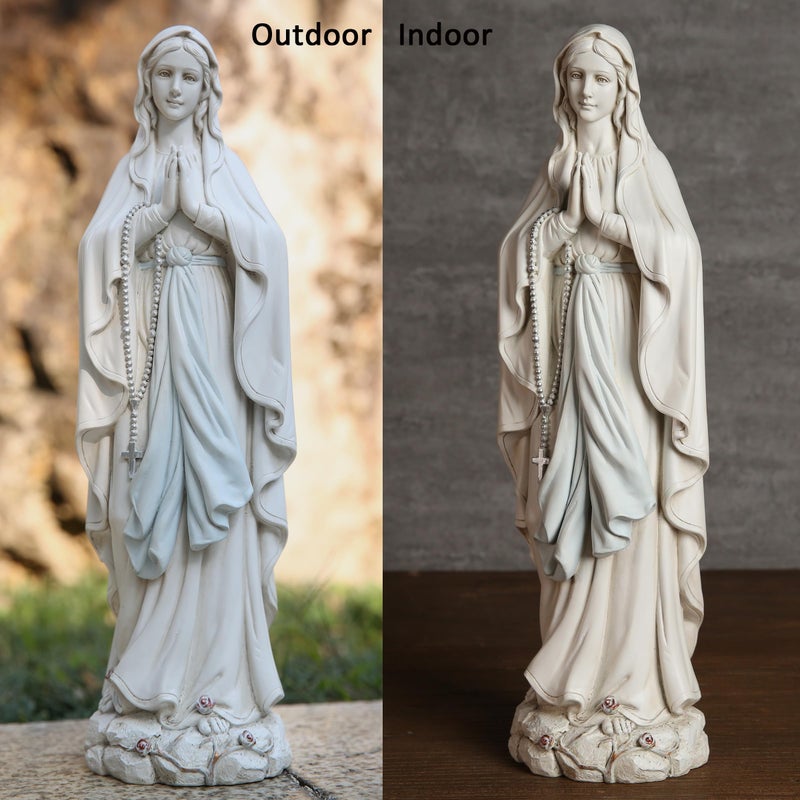 BC BUILDCLASSIC BC Catholic Our Lady of Lourdes Statue, Blessed Virgin Mary Figure, Holy Mother Mary DÃ©cor for Indoor Home or Outdoor Yard Patio Lawn Hallway Religious Gift 14.5" H, Handmade by Buildclassic - Image 2