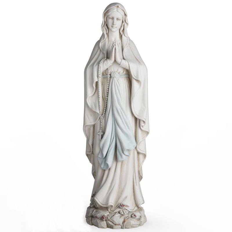 BC BUILDCLASSIC BC Catholic Our Lady of Lourdes Statue, Blessed Virgin Mary Figure, Holy Mother Mary DÃ©cor for Indoor Home or Outdoor Yard Patio Lawn Hallway Religious Gift 14.5" H, Handmade by Buildclassic - Image 1