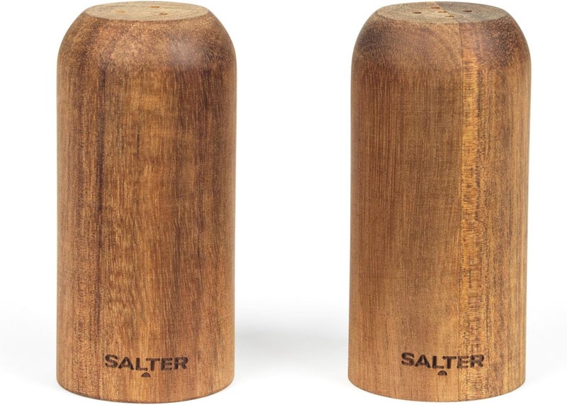 Salter BW12783EU7 Toronto Salt & Pepper Shakers - Set of 2 Spice Shaker, Acacia Wood, Lightweight, Compact, Refillable Seasoning Dispenser, Mills Unfilled, Approx. 30g Ground Salt & Pepper Capacity - Image 1