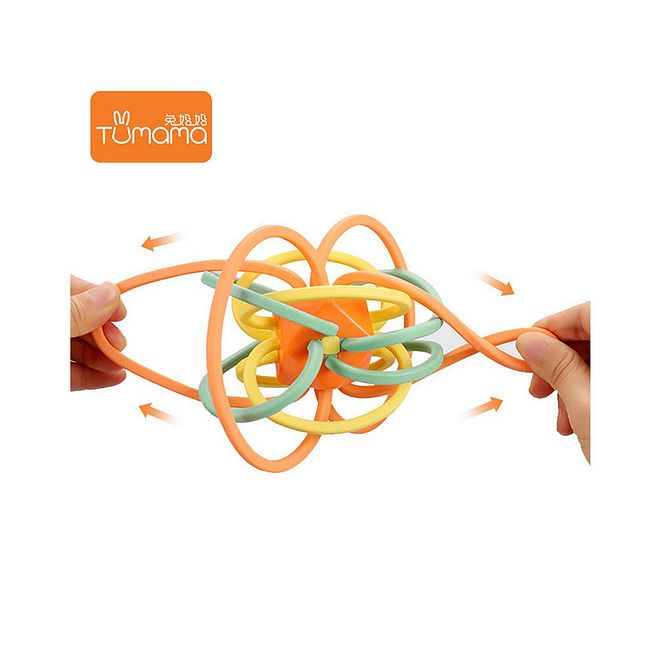 Tumama Baby Sensory Rattle Teether Ball, Soft Silicone Multilateral, Safe and Educational, 3+ Months - 11cm - Image 1