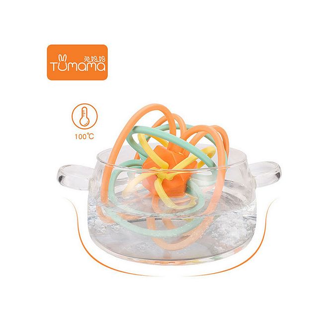 Tumama Baby Sensory Rattle Teether Ball, Soft Silicone Multilateral, Safe and Educational, 3+ Months - 11cm - Image 5