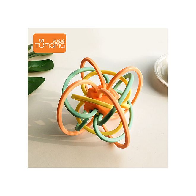 Tumama Baby Sensory Rattle Teether Ball, Soft Silicone Multilateral, Safe and Educational, 3+ Months - 11cm - Image 3