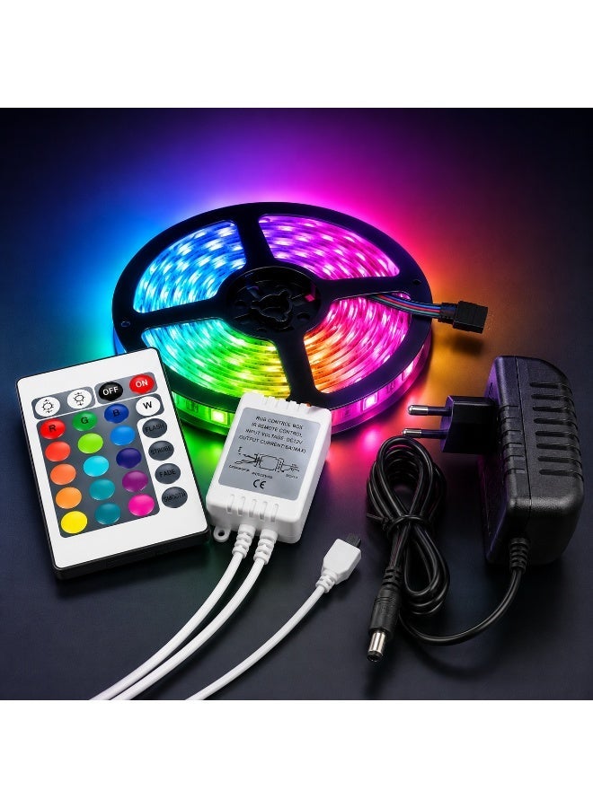 أضواء شريط LED مرنة ومقاومة للماء بطول 5 أمتار RGB متعددة الألوان مع ريموت للزينة المنزلية - Image 4