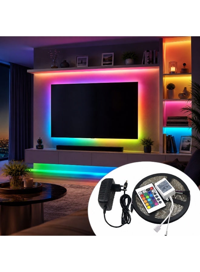 أضواء شريط LED مرنة ومقاومة للماء بطول 5 أمتار RGB متعددة الألوان مع ريموت للزينة المنزلية - Image 3