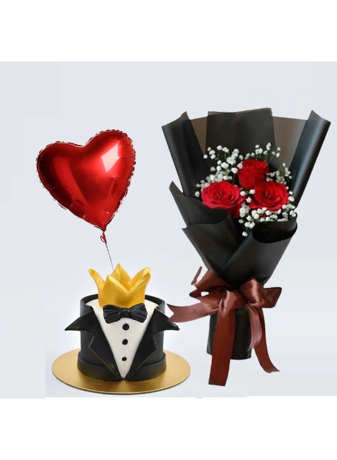 Carmel Flowers كيكة بتصميم خاص مع زهور وبالون - Image 3