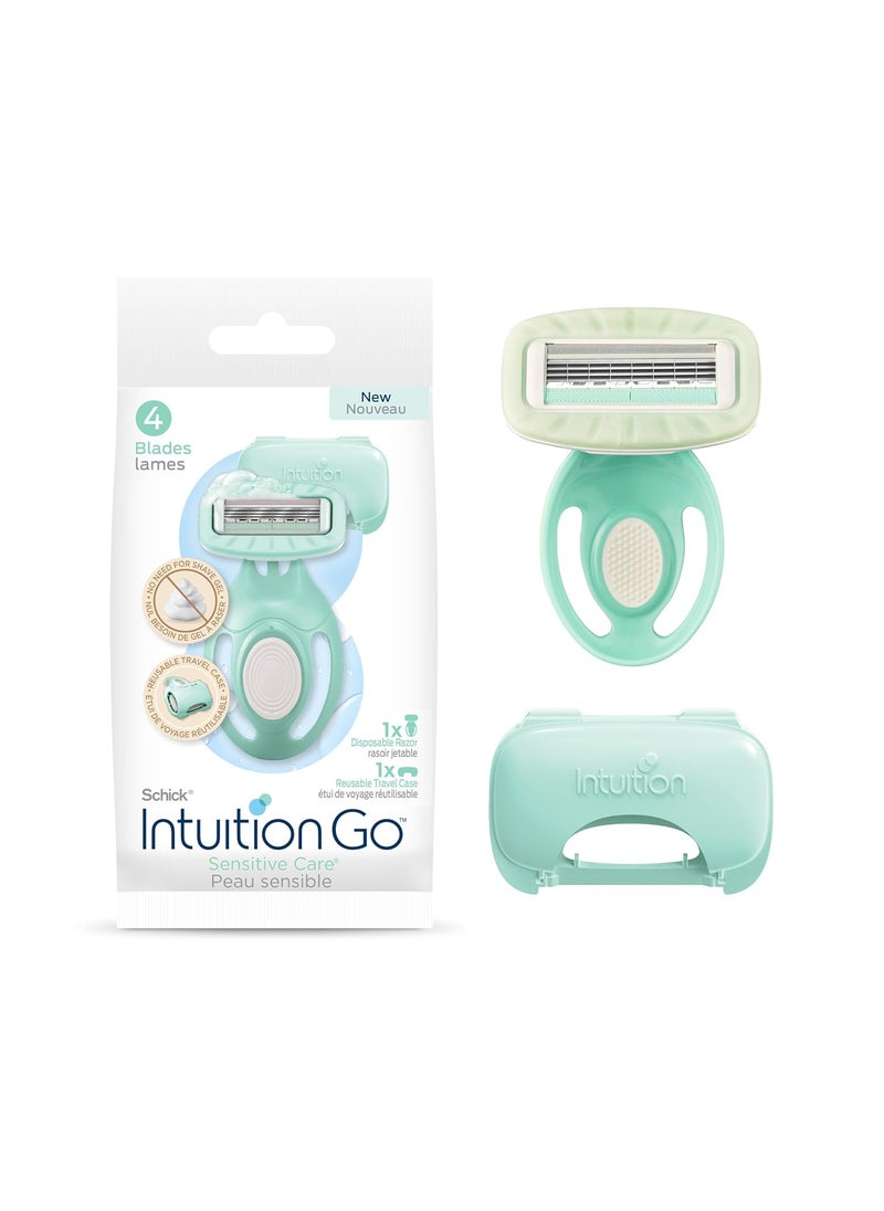 Intuition Schick Intuition Go Disposable Travel Razor for Sensitive Skin 1 Count  Womens Disposable Razors with Organic Aloe Travel Razors for Women Travel Essentials Stocking Stuffers for Women 
