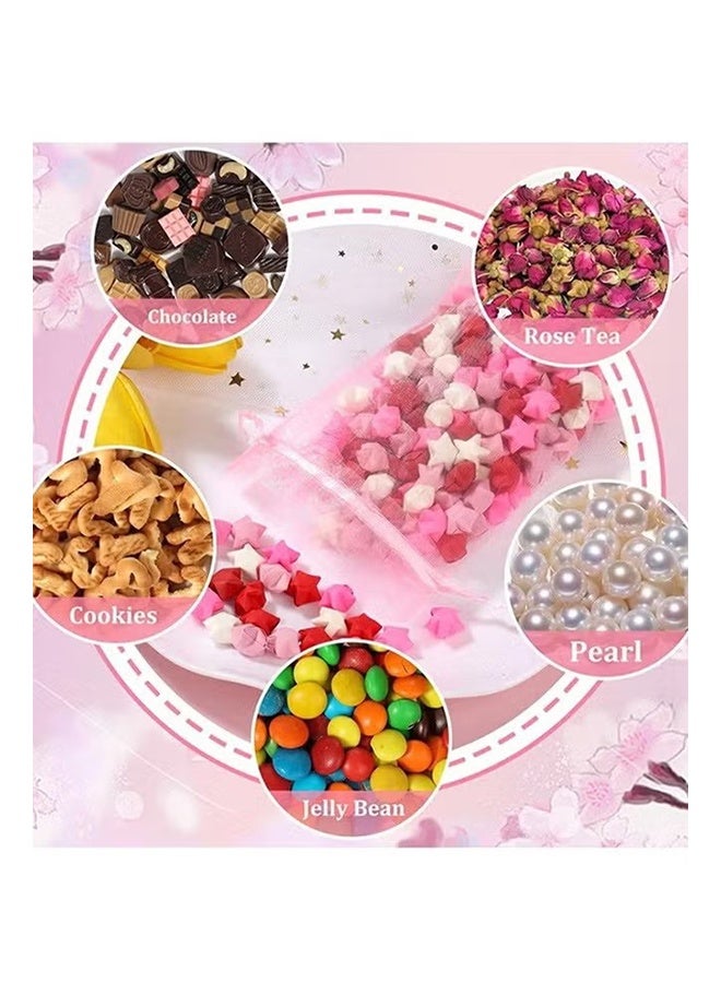 YJ 100Pcs Package 8 x 10CM Sheer Drawstring Organza Jewelry Pouches Wedding Party Favor Gift Bags, Little Mesh Gift Pouches Mini Candy Bags for Small Presents Jewelry Earrings（Pink） - Image 2