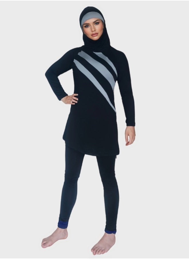 Generic - Burkini Swimsuits Set 3-Piece Plus Size Up To 6XL Swimwear Full Cover Swimming Cap Long Sleeve Muslim Modest Fashion Conservative Classic Islamic Sun Protection Diving Surfing Suit - Image 1