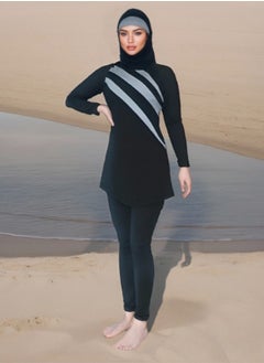 Generic Burkini Swimsuits Set 3-Piece Plus Size Up To 6XL Swimwear Full Cover Swimming Cap Long Sleeve Muslim Modest Fashion Conservative Classic Islamic Sun Protection Diving Surfing Suit  - Image 1