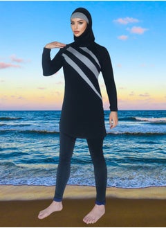 Generic Burkini Swimsuits Set 3-Piece Plus Size Up To 6XL Swimwear Full Cover Swimming Cap Long Sleeve Muslim Modest Fashion Conservative Classic Islamic Sun Protection Diving Surfing Suit  - Image 2
